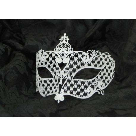 Maschera veneziana in metallo con strass White 