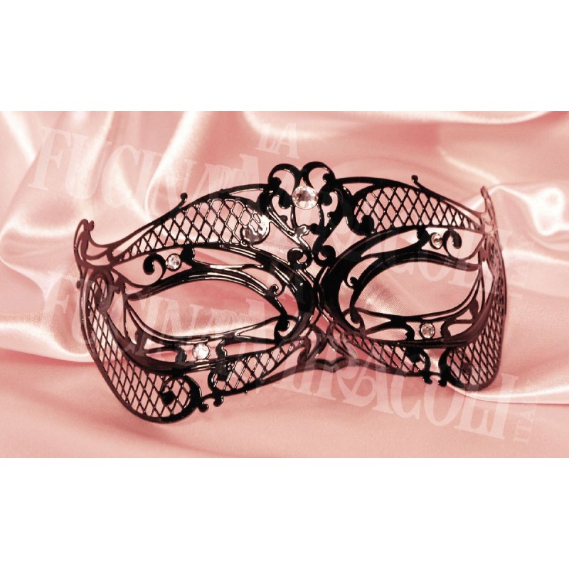 Metal filigree Venetian mask Lui no strass made in Italy
