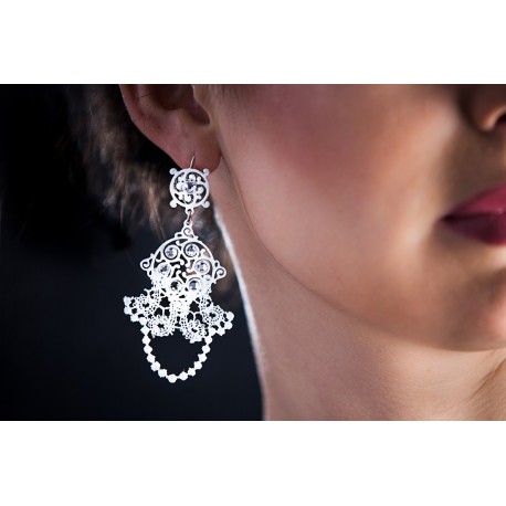 Lace Earrings with Swarovski Crystals, cod. 315
