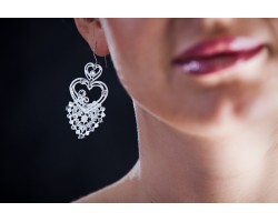 Lace Earrings with Swarovski crystals, White cod. 336
