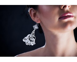 Lace Earrings with Swarovski crystals, White cod. 342