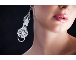 Lace Earrings with Swarovski crystals, White cod. 351