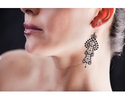 Lace Earrings with Swarovski crystals, Black, cod. 395