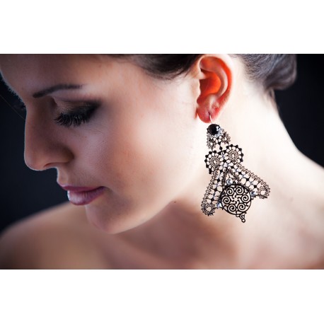 Metal Earrings with Swarovski crystals, Purple, cod. 422