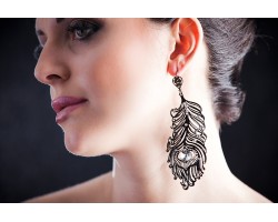 Orecchini Metallo con Strass Swarovski, Nero, cod. 427