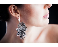 Lace Earrings with Swarovski crystals, Black cod. 362
