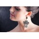 Metal and Lace Earrings with Swarovski crystals, Black, cod. 433