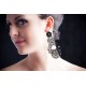 Metal and Lace Earrings with Swarovski crystals, Black, cod. 441